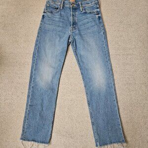 MOTHER Jeans 28 The Tomcat Ankle Fray in Kitty Corner Straight Leg Raw Hem Denim